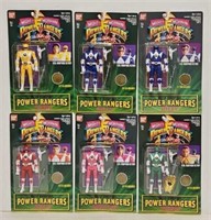 (6) 1994 Bandai Power Rangers Action Figures