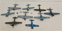 Aviation - (9) Asst US WWII Die Cast Model Planes