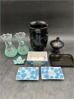 Decor Black Glass Items, Vases, Japan Glass Items