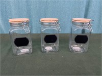 (3) 1.2L Glass Jars W/ Latch Lids