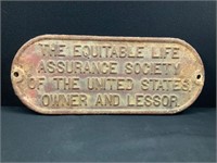 Equitable Life Assurance Society Cast Iron Plate