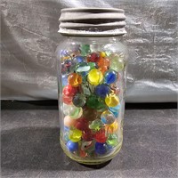 Mason jar of marbles