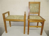 UPHOLSTERED PINE STOOL & CHAIR