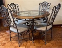 U - TABLE W/ GLASS INSET TOP & 4CHAIRS (L210)