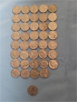 Jefferson Nickels; 40 count; 1950s-60s