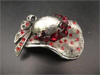 Red Hat Society 2" Brooch ( Missing Stone )