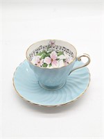 Aynsley White Trillium blue Teacup