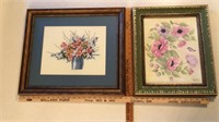 Framed Cross Stitch & Hand Painted Wall Decor