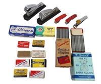 VINTAGE STAPLERS AND STAPLE BOXES
