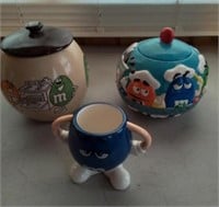M&M cookie jars and cup