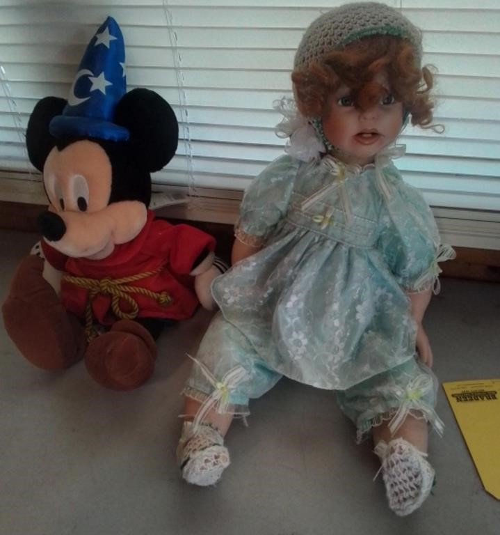 Mickey Mouse doll and porcelain doll
