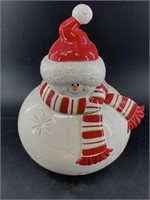 Lidded snowman cookie jar 13"