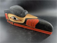 Tlingit style wood raven, with articulating lower