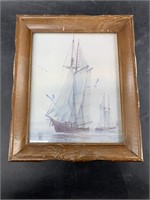 Print of a sailboat, likely taken from a magazine