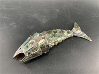 Vintage articulated fish figurine made of abalone