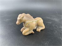 Lovely pink jasper carved horse, very good detail,