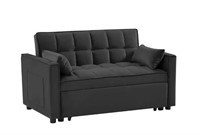 TWIN 3 in 1 Convertible 55" Black Futon Sofa Bed