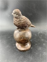 Heavy ironwood carving of a bird, perched 9"