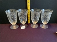 Fostoria Navarre Etched 4 Iced Tea Glasses