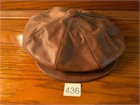 Vintage Leather Newsboy Cap Hat Size Small