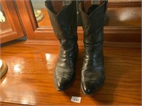 Black Leather Pointed Toe Justin Boots Men's
