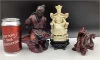 3 figurines asiatiques en résine