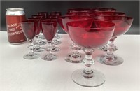 15 coupes en verre red ruby