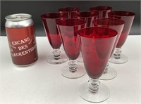 8 coupes en verre red ruby