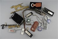 Traylot of Keychains, money clips, Harley Davidson