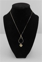 14K necklace with heart "mom" charm 1.9g