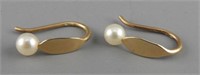 14K Ed Levin gold and pearl earrings .8g