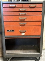 39” vintage, REM Line metal toolbox on wheels