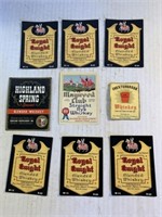 9 unused whiskey labels