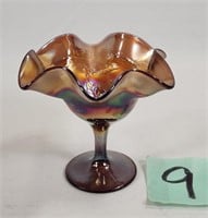 Amethyst Carnival Bird & Berry 5.5" Compote
