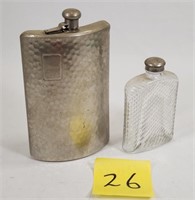 German Hammered 8.5" Silver Plate Flask