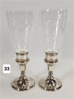 Sterling Silver & Cut Glass Candle Sticks