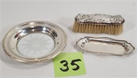 Sterling Silver Table Brush, Tray & Plate