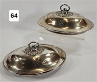 Pair of English Silver Covered Oval Service Dishes