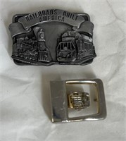 (2) railroad belt buckles including Conrail &