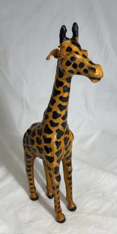 Leather wrapped giraffe, 15 inch tall