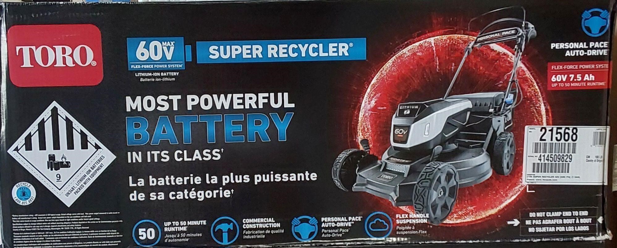 Toro 60v Super Recycler SelfPropelled Mower w/ B&C
