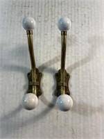 2 fancy decorative brass hooks