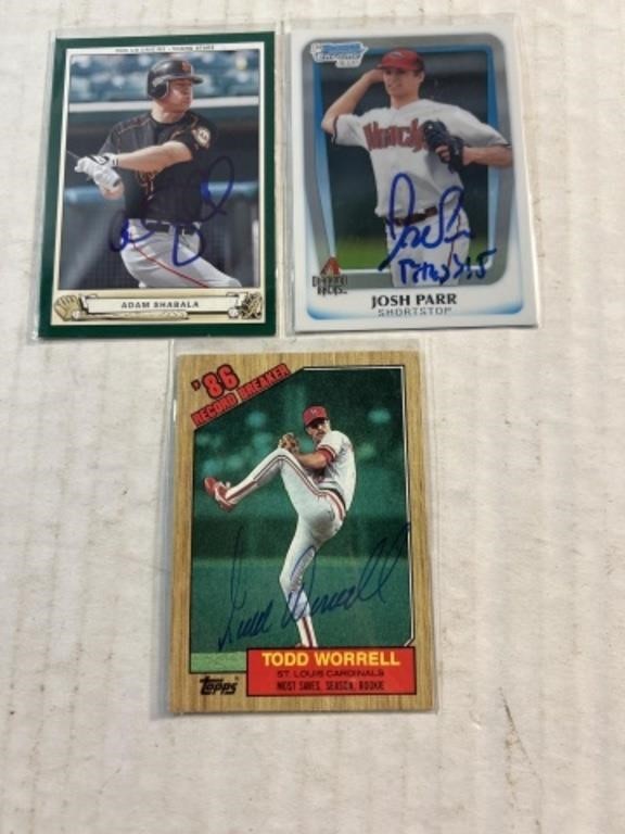 Authentic autographed, baseball cards