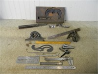 Tray lot assorted measuring devises, F-G: Brown &