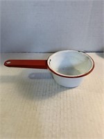 White and red enamel pan