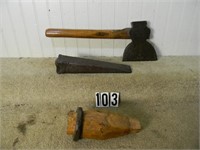 2 – Tools: unsigned, broad hewing hatchet, G;