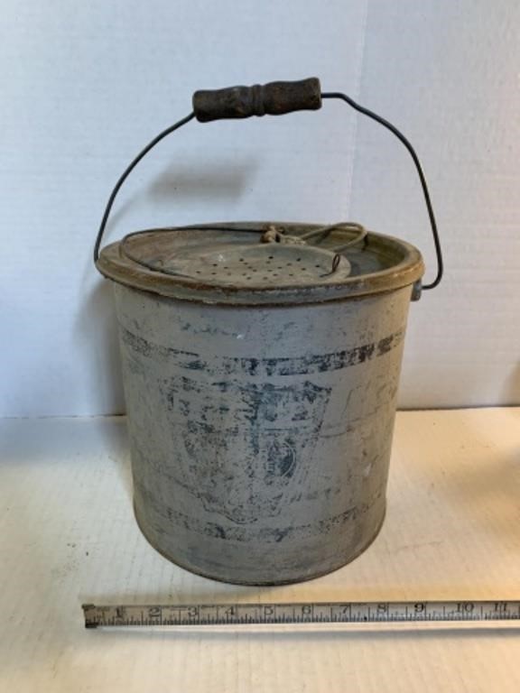 Falls city wooden handled vintage minnow bucket