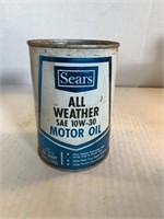 Sears all weather motor oil tin