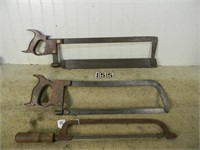 3 – Various, iron backed butcher/hack saws: “J.