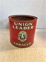 Union Leader smoking, tobacco tin